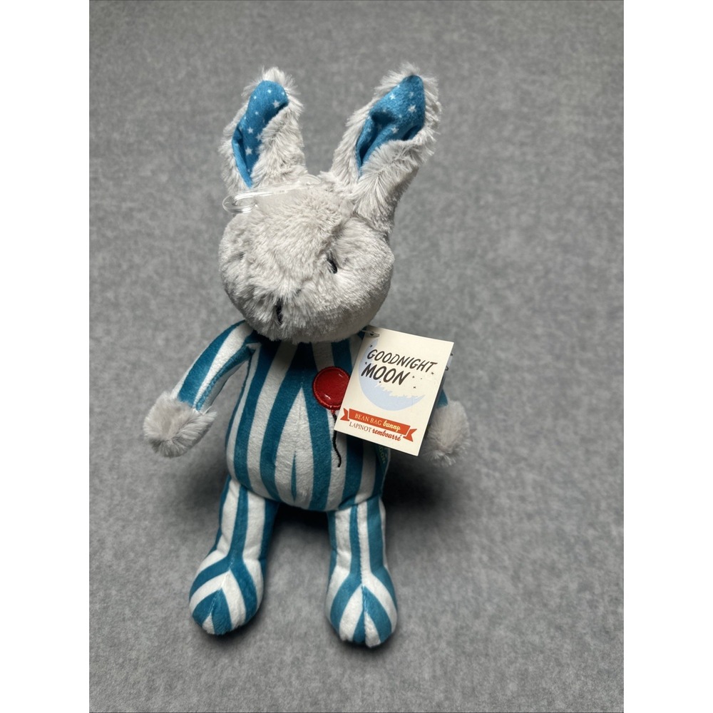 Goodnight Moon Bean Bag Bunny in Striped Pajamas Plush Small Stuffed Animal 11"